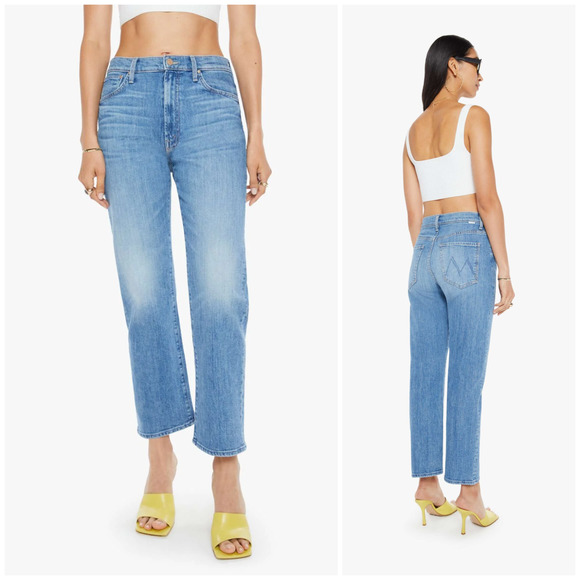 Mother Denim size 28 The Ditcher Zip Crop Jeans Boggie Down Blue $238 - Picture 1 of 12
